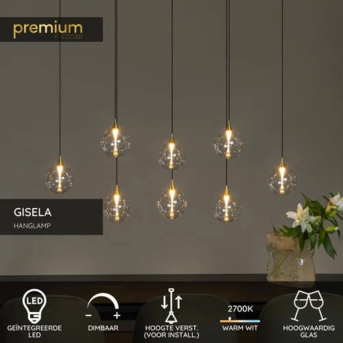 Lucide GISELA - Hanglamp - LED Dimb. - 8x3,9W 2700K - Transparant | Premium - USP